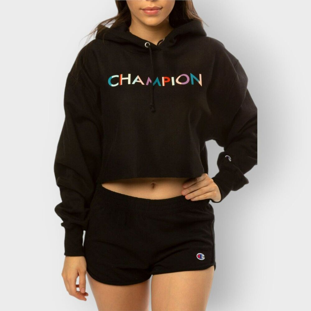 Champion C-Life Cropped Sweatshirt Reverse Weave Crew Graphic Script Spellout XS - Picture 1 of 11